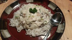 rice pasta with coconut at Paz y Flora - Soda Passiflora in Monteverde