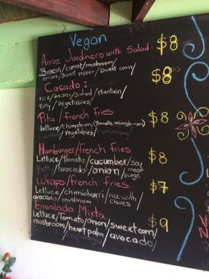 vegan menu  at Paz y Flora - Soda Passiflora in Monteverde