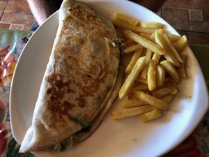 Quesadilla/French Fries. Vegetarian. at Paz y Flora - Soda Passiflora in Monteverde