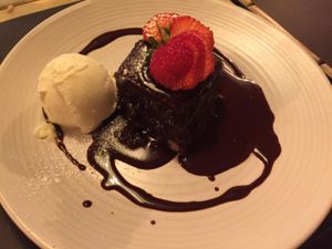 Chocolate brownie at BodhiGreen Vegetariano in Alicante