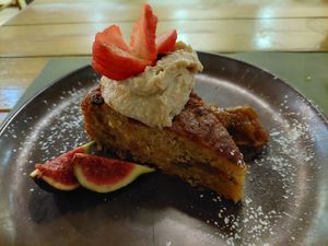 Carrot cake with fig jam and fresh figs (which I'm mad about) at BodhiGreen Vegetariano in Alicante