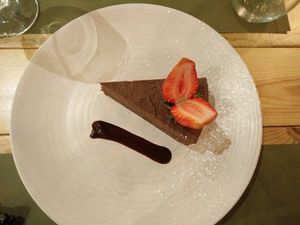 chocolate mocha cake at BodhiGreen Vegetariano in Alicante