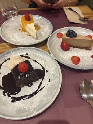 Brownie, white chocolate cheesecake and lotus cheesecake!  at Beet Vegetariano in Alicante
