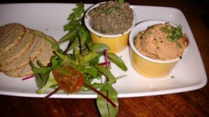 hummus and a mushroom and olive tapenade at Henderson's Vegan in Edinburgh
