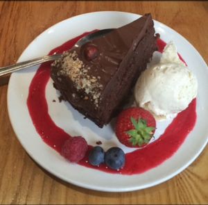 Chocolate hazelnut cake at Henderson's Vegan in Edinburgh