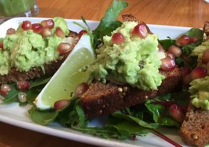 Avocado on rye toast  at Henderson's Vegan in Edinburgh