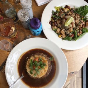 haggis and coconut tofu yum!!!  at Henderson's Vegan in Edinburgh