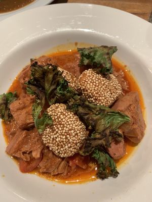 Jackfruit with quinoa dumplings and crispy kale at Henderson's Vegan in Edinburgh