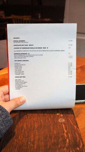 Desserts and Hot Drinks Menu at Henderson's Vegan in Edinburgh