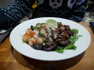 Teriyaki tofu (I think) my sister liked it, I tasted some of the tofu, it was good 👍 at Henderson's Vegan in Edinburgh