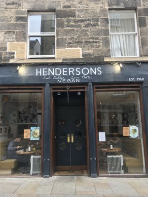 Outside at Henderson's Vegan in Edinburgh
