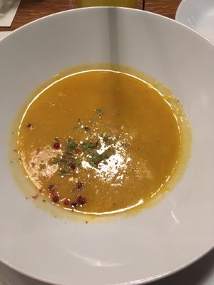 Pumpkin ginger soup at Nonna in Athens