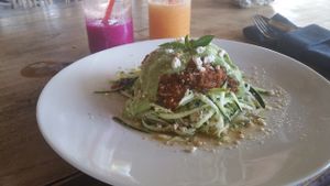 Raw spaghetti  at Malaika Secret Moksha in Sanur
