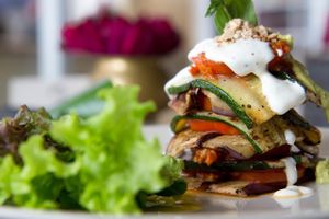 The Eggplant Lasagna (vegan) at Malaika Secret Moksha in Sanur