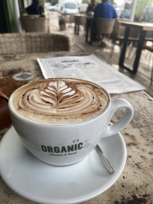 Soy latte - very yummy!  at Organic Market and Food in Marbella