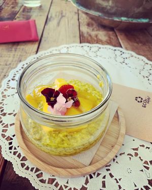 Mango and chia seed breakfast  at Organic Market and Food in Marbella