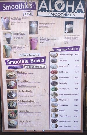 Part Of Menu at Aloha Smoothie Company in Wildwood