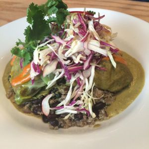 mole verde enchilada at Chavela Restaurant in Hollywood