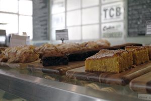 Lemon syrup cakes, brownies and almond croissants. VEGAN ALMOND CROISSANTS PEOPLE! at Smith & Deli in Collingwood