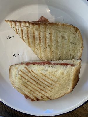 Vegan ham & cheese toastie  at Smith & Deli in Collingwood