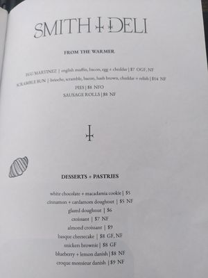 Breakfast menu at Smith & Deli in Collingwood