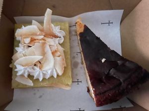 Lemon and coconut slice and basque cheesecake  at Smith & Deli in Collingwood