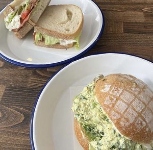 The Piggy Bundy Sandwich and Egg and Salad Roll  at Smith & Deli in Collingwood