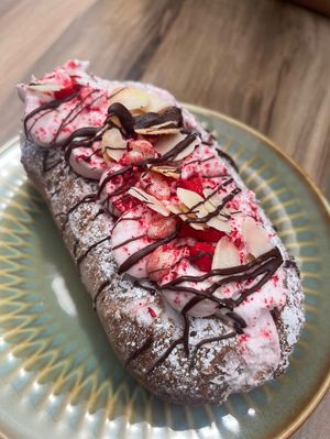 Raspberry and chocolate cream pastry deliciousnesss  at Smith & Deli in Collingwood