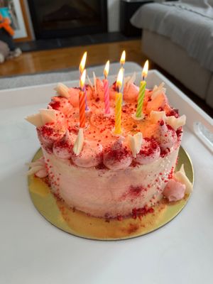 White Choc Raspberry Cake ($60) at Smith & Deli in Collingwood