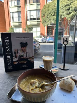 Read a couple of pages while enjoying my soup & coffee.  at Smith & Deli in Collingwood