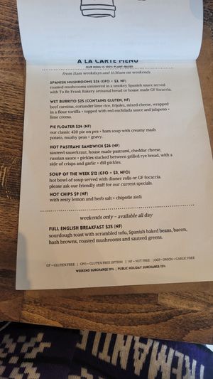 Menu Page 2 at Smith & Deli in Collingwood