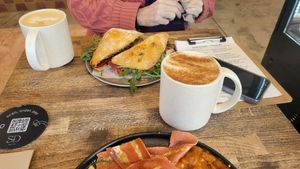 The Godfather Toastie (with Flat White and Chai Latte) at Smith & Deli in Collingwood