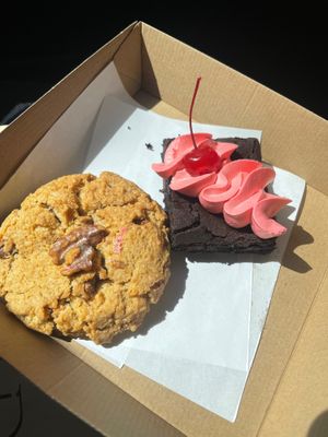 Walnut raisin cookie and cherry brownie  at Smith & Deli in Collingwood