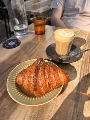 Croissant and latte   at Smith & Deli in Collingwood