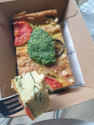 Frittata $8.00: good texture, delish pesto on top otherwise bit bland at Smith & Deli in Collingwood