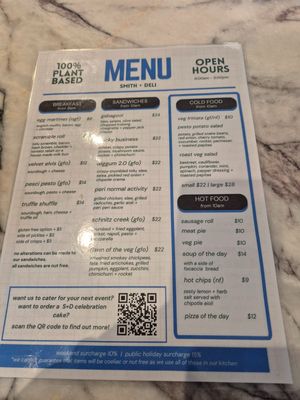 Menu Aug 2025 - very sad that almost all the old sandwiches are gone  at Smith & Deli in Collingwood