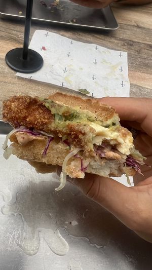 Check the oil pond under the sandwich  at Smith & Deli in Collingwood