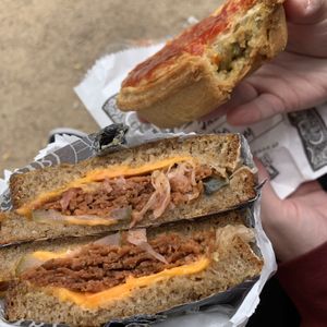 The Rubinstein and golden curry pie at Smith & Deli in Collingwood