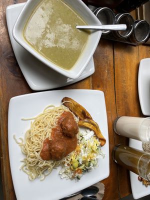Spaghetti dish from menu of the day 7.5/10  at El Vegano Andante in Medellin