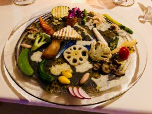 Assorted vegetable and herb salad at Tudore Tranquility in Tokyo
