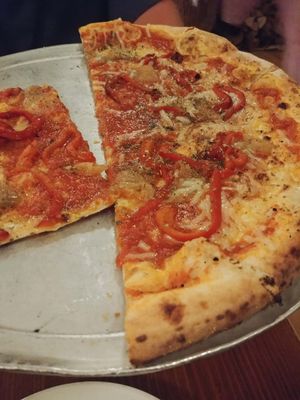 Red peppers and caramelized onions, so flavorful at Flatbread Company in Portsmouth