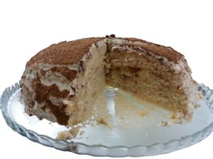 Cake with coconut cream, coffee and amaretto at Encanto Natural in Tavira