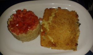 creamy quinoa with tomato and veg in breadcrumb at Pacha Manka in Humahuaca