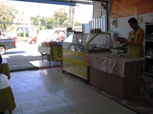 The archway across the street may be more visible than the storefront these days. at Moonya in Mae Sai