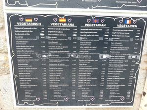 Carta vegetariana at La Frontera in Fisterra