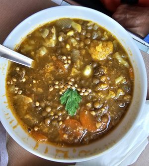 Lentil soup with vegetables at La Frontera in Fisterra
