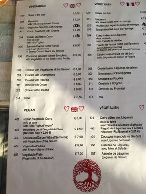 Menu at La Frontera in Fisterra