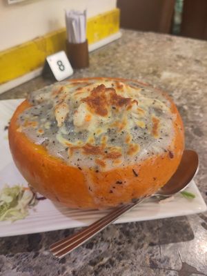 Big Pumpkin filled with Rice at Green Veggie 天然齋 in Hong Kong Island