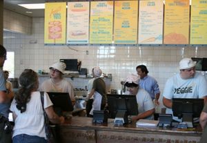 Counter with menu at Amy's Drive Thru in Rohnert Park