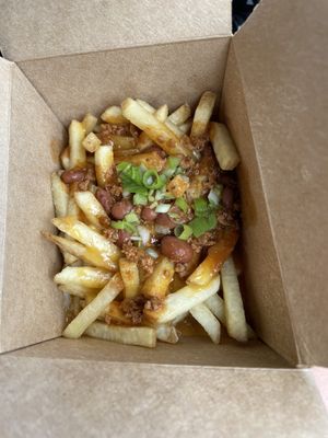 Vegan chili cheese fries!  at Amy's Drive Thru in Rohnert Park